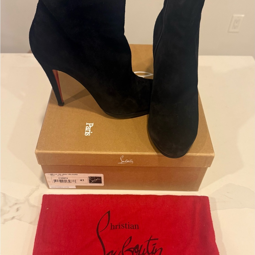 Christian Louboutin Black Suede Bello Bootie 100